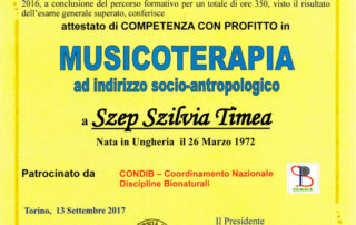 Attestato di Musicoterapia